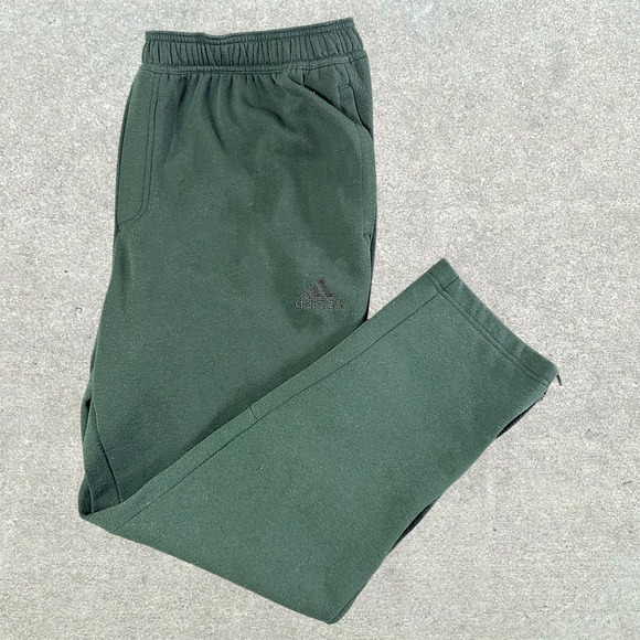 Adidas Sweatpants Mens 2XL Green Embroidered Logo Zippered Leg Athletic Casual - Picture 1 of 8